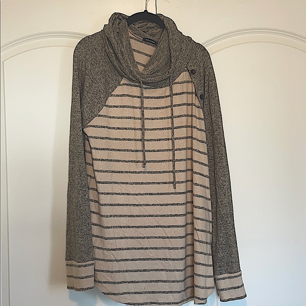 XL Pink Clover cowl neck top